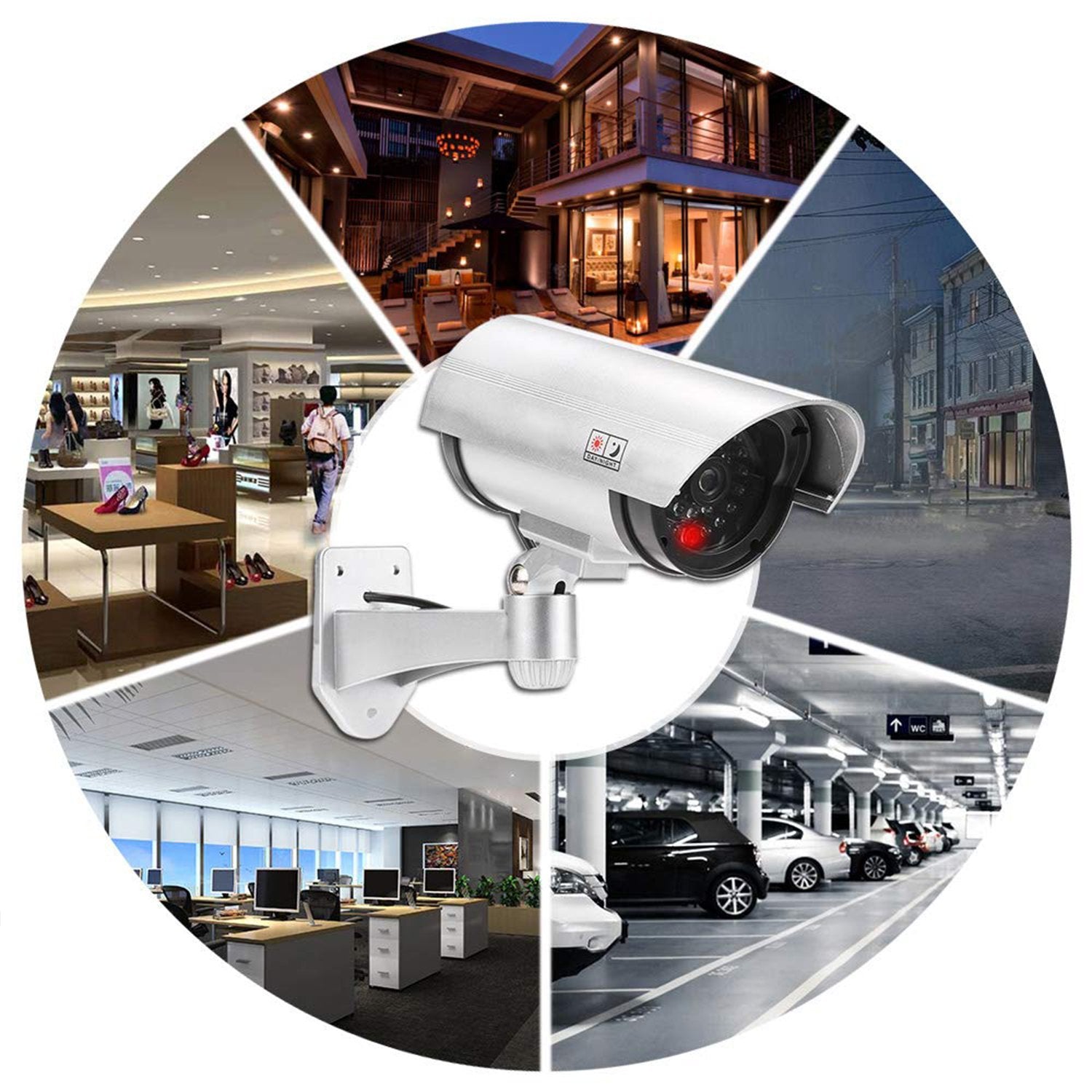 Dummy IR camera designed for outdoor security, looks like a real CCTV camera. Dummy IR camera designed for outdoor security, looks like a real CCTV camera.